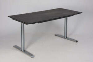 Omann hæve sænkebord - sort linoleum/gråt stel